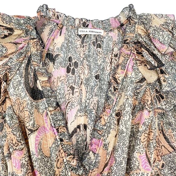 ULLA JOHNSON Cicely Silk Blend Dress in Ivory 0 - Picture 6 of 9